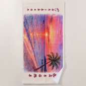 Serviette de plage personnalisée Coucher de soleil (Devant)