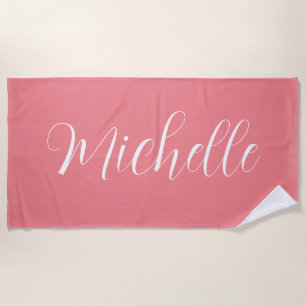 Serviette de plage personnalisée couleur unie avec