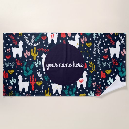 Serviette de plage personnalisée d'alpaga (Devant)