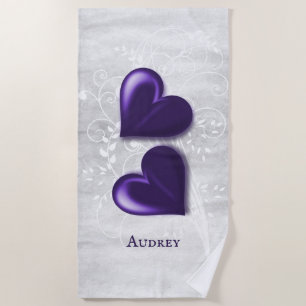 Serviette de plage personnalisée de Purple Hearts