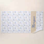 Serviette de plage personnalisée en bleu blanc de (Devant)