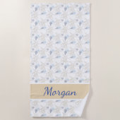 Serviette de plage personnalisée en bleu blanc de (Devant)