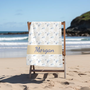Serviette de plage personnalisée en bleu blanc de
