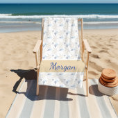 Serviette de plage personnalisée en bleu blanc de