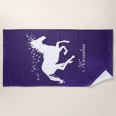 Serviette de plage personnalisée en licorne violet (Devant)