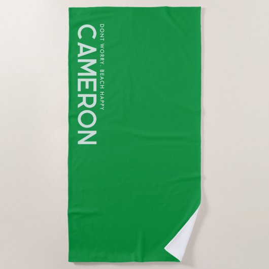 Serviette de plage personnalisée en Slogan vert (Devant)
