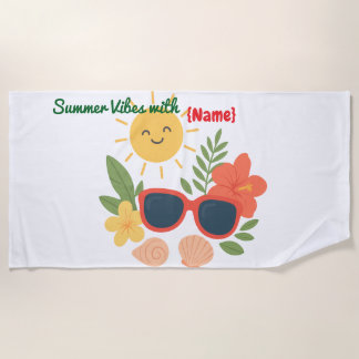 Serviette de plage personnalisée Été Vibes | Tropi