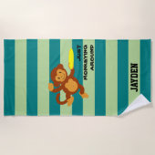 Serviette de plage personnalisée Frisbee Monkey (Devant)