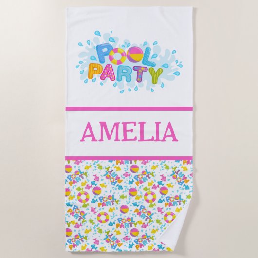 Serviette de plage personnalisée Fun Pool Party (Devant)