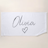 Serviette de plage personnalisée Girly avec nom et (Devant)
