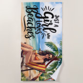Serviette De Plage Personnalisée Juste Une Fille Qui Aime Les Plages (Devant)
