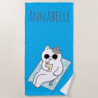Serviette de plage personnalisée Kitty de plage