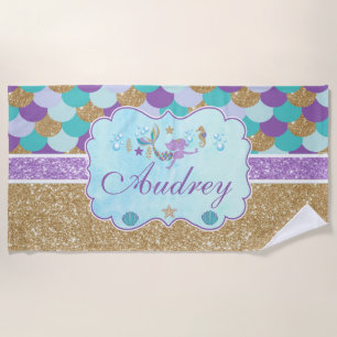 Serviette de plage personnalisée Monogram Mermaid