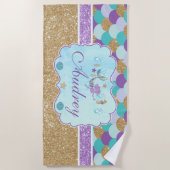 Serviette de plage personnalisée Monogram Mermaid (Devant)