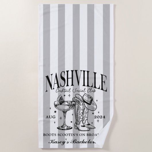 Serviette de plage personnalisée Nashville Bachelo (Devant)