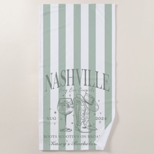 Serviette de plage personnalisée Nashville Bachelo (Devant)