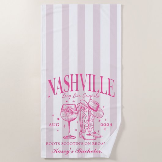 Serviette de plage personnalisée Nashville Bachelo (Devant)