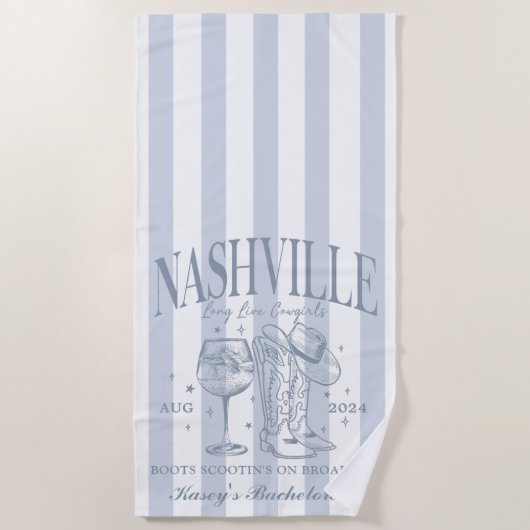 Serviette de plage personnalisée Nashville Bachelo (Devant)