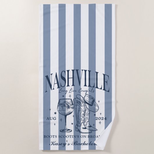 Serviette de plage personnalisée Nashville Bachelo (Devant)