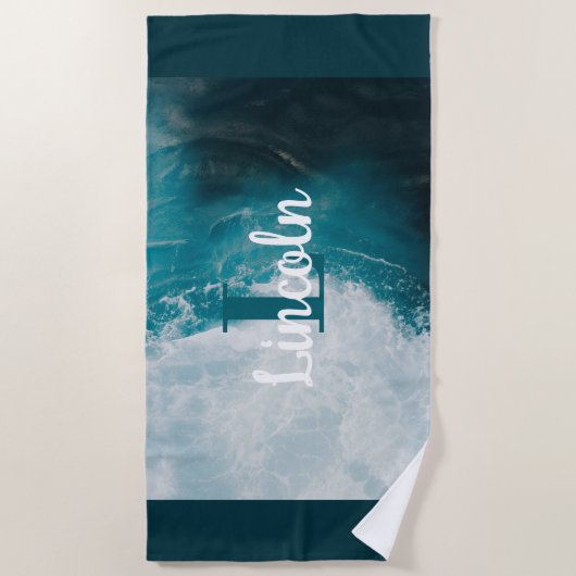 Serviette de plage personnalisée - Nom ou initiale (Devant)
