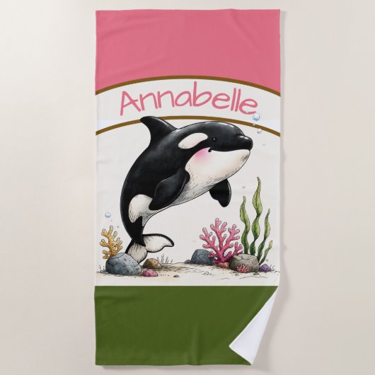 Serviette de plage personnalisée Orca (Devant)