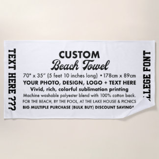 Serviette de plage personnalisée photo et texte 70