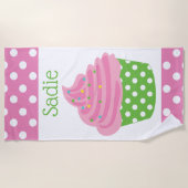 Serviette de plage personnalisée Polka Dot Cupcake (Devant)