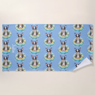 Serviette de plage personnalisée pour Boston Terri