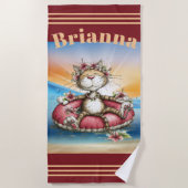 Serviette de plage personnalisée pour chat (Devant)