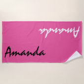 Serviette de plage personnalisée rose vif (Devant)