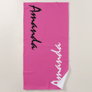 Serviette de plage personnalisée rose vif