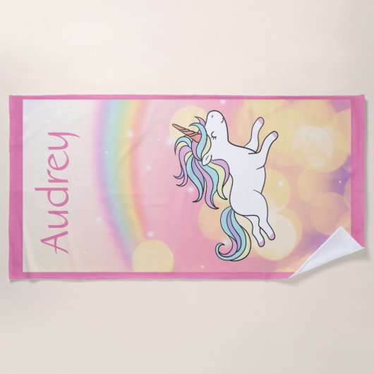 Serviette de plage personnalisée Unicorn (Devant)