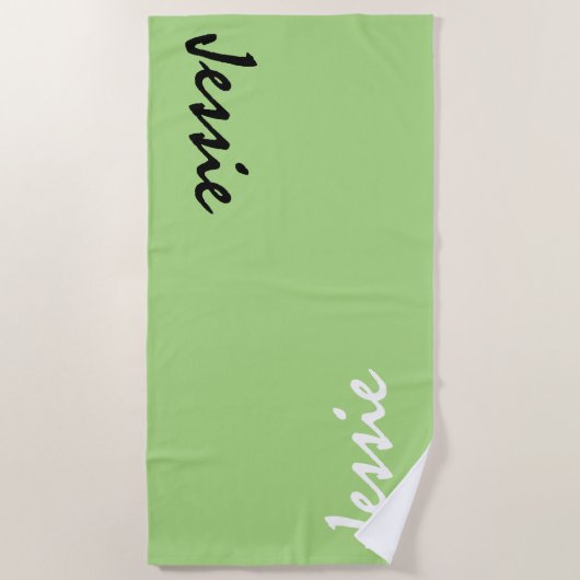 Serviette de plage personnalisée verte (Devant)