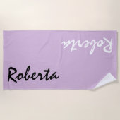 Serviette de plage personnalisée violet clair avec (Devant)