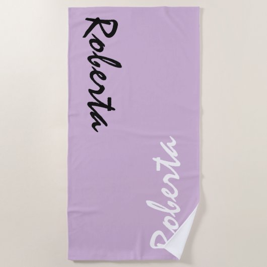 Serviette de plage personnalisée violet clair avec (Devant)