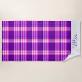 Serviette de plage personnalisée violet rose (Devant)