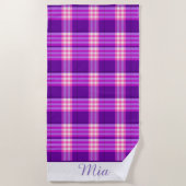 Serviette de plage personnalisée violet rose (Devant)