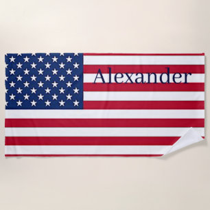 Serviette De Plage Personnaliser avec le nom Etats-Unis d'Amérique