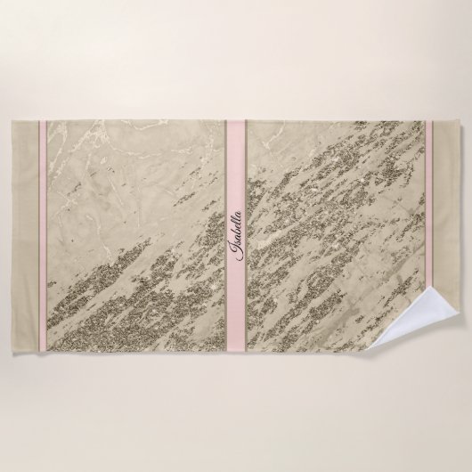 Serviette De Plage Personnaliser en marbre Parties scintillant de Cha (Devant)