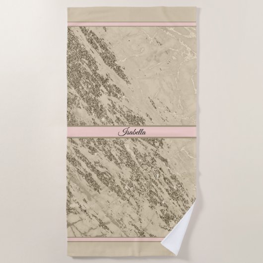 Serviette De Plage Personnaliser en marbre Parties scintillant de Cha (Devant)