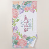 Serviette De Plage Personnaliser Four Flowers Aquarelle Fête des mère (Devant)