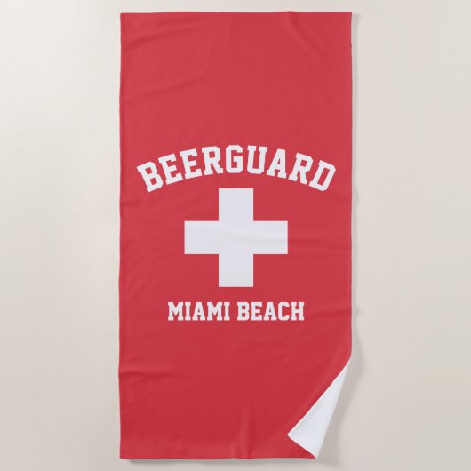 Serviette De Plage Personnaliser le gardien de sauvetage (Devant)