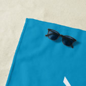 Serviette De Plage Personnaliser le nom, le blanc / bleu (En situation)