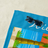 Serviette De Plage Personnaliser le paysage côtier Oiseaux Palmiers S (En situation)