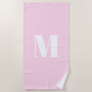 Serviette De Plage Personnaliser monogramme initial rose clair blanc