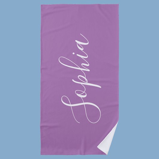 Serviette De Plage Personnaliser Nom Écriture Blanche Verticale, Lava