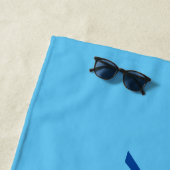 Serviette De Plage Personnaliser Nom, Écriture Bleu Profond / Bleu Ci (En situation)