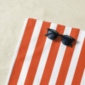 Serviette De Plage Personnaliser Orange Cabana Stripes Ancre (En situation)