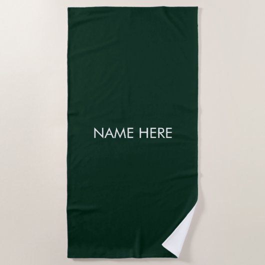 Serviette De Plage Personnaliser personnaliser le nom monogramme vert (Devant)