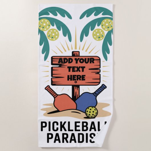 Serviette De Plage PERSONNALISER Pickleball Pickleball Paradise (Devant)